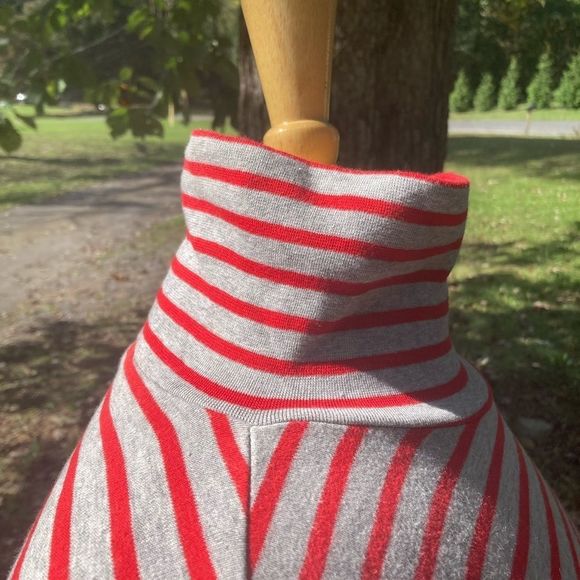 MIXED BLUES STRIPED TURTLENECK LONG SLEEVE VINTAGE MEDIUM - Picture 6 of 7